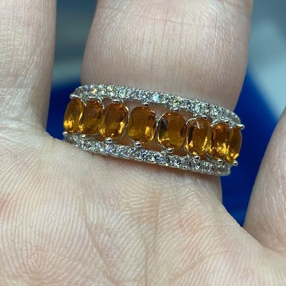 💛 925 Citrine & CZ Ring - Picture 4 of 5